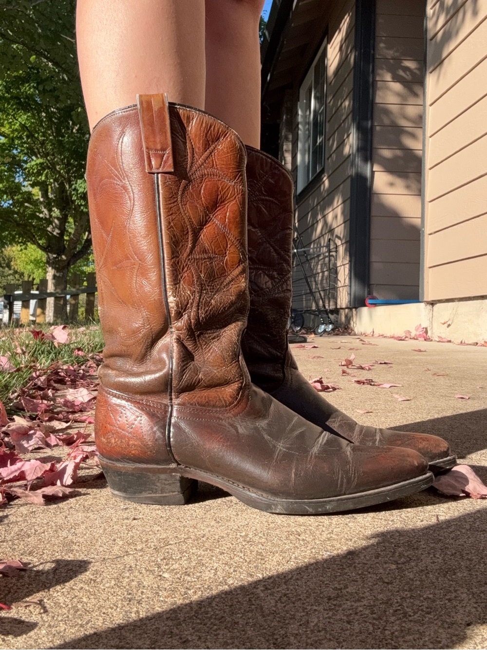 Classic Brown Real Leather Women's Cowgirl Boots